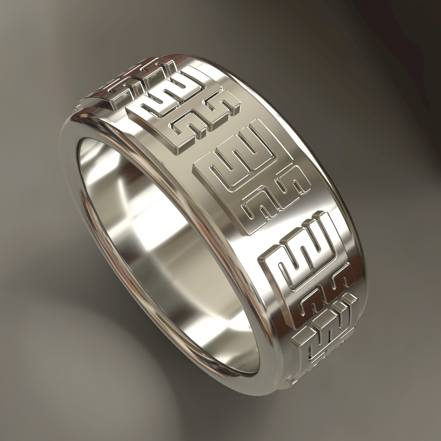 Japanese Inspired Stylised "正" Jewellery Ring Design STL OBJ for 3D Printing