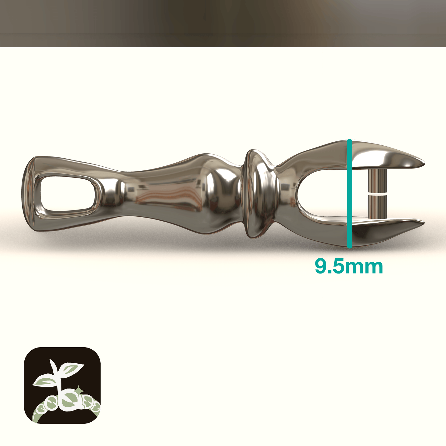 closeup 3d render of the pendant on a white background the total height of the pendant at the highest point is noted to be 9.5mm tall