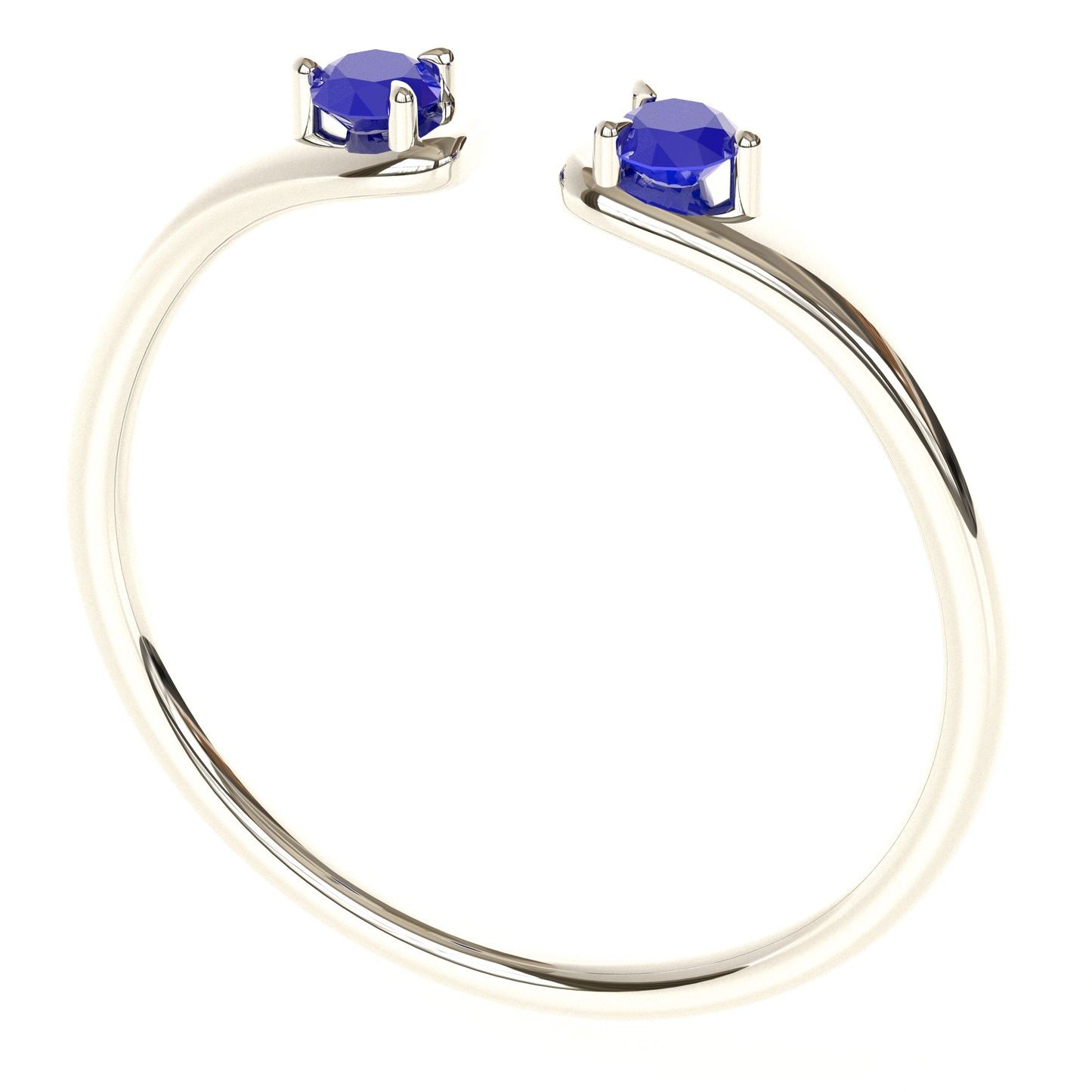 Split Band Twin Gem Design in Sterling Silver