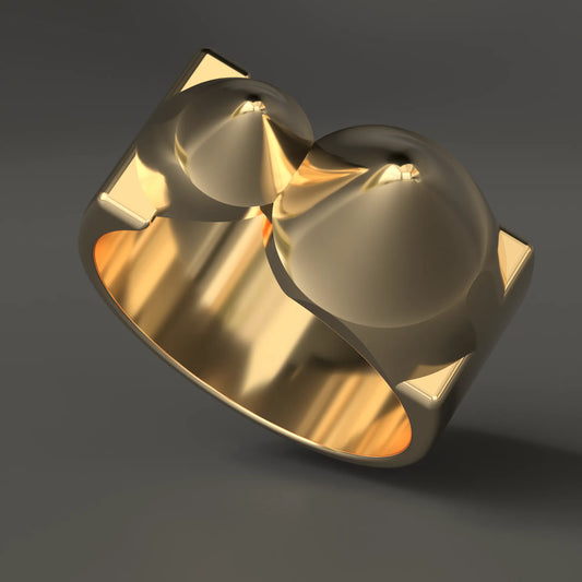 "HOUNDSTOOTH" Ring in 14ct Yellow Gold