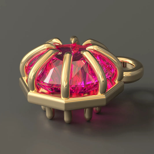 Ruby Cage Pendant in 9ct Gold