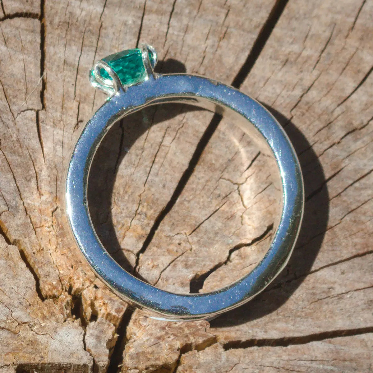 Handmade Sterling Silver Parabia Yb:YAG Ring with Signature Clover Prongs Hallmarked