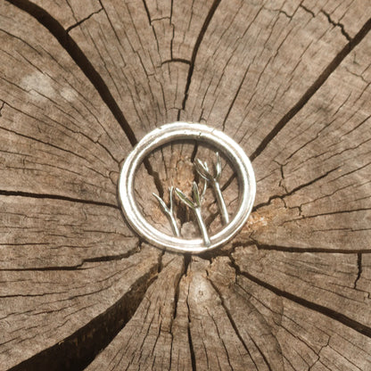 Chorioactis Geaster Mushroom Pendant in Sterling Silver