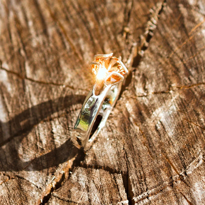 "MONOPOLY" Ring with Champagne Orange Sapphire in Sterling Silver