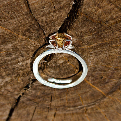 "MONOPOLY" Ring with Champagne Orange Sapphire in Sterling Silver