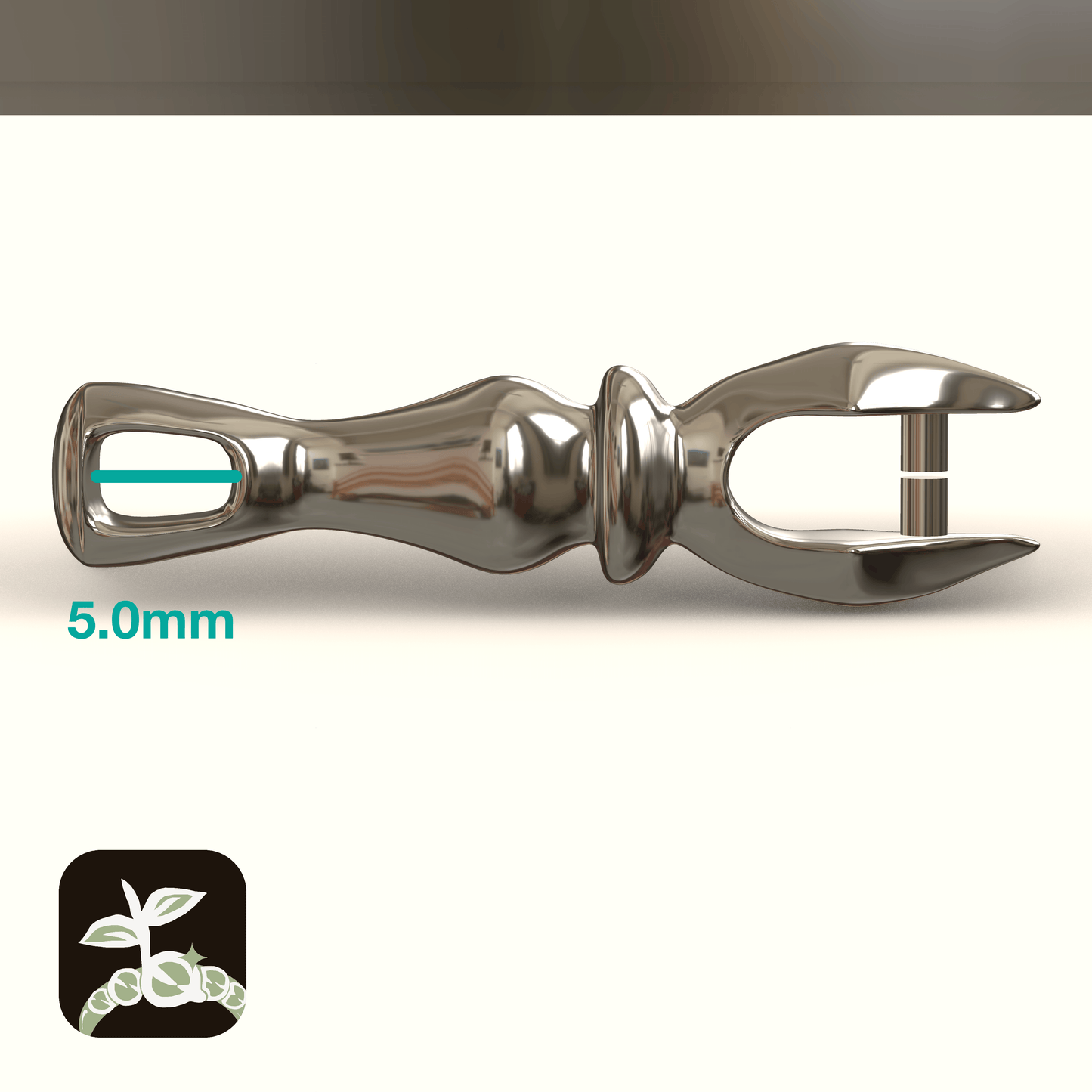 closeup 3d render of the pendant on a white background the inner width of the bail is noted at 5mm