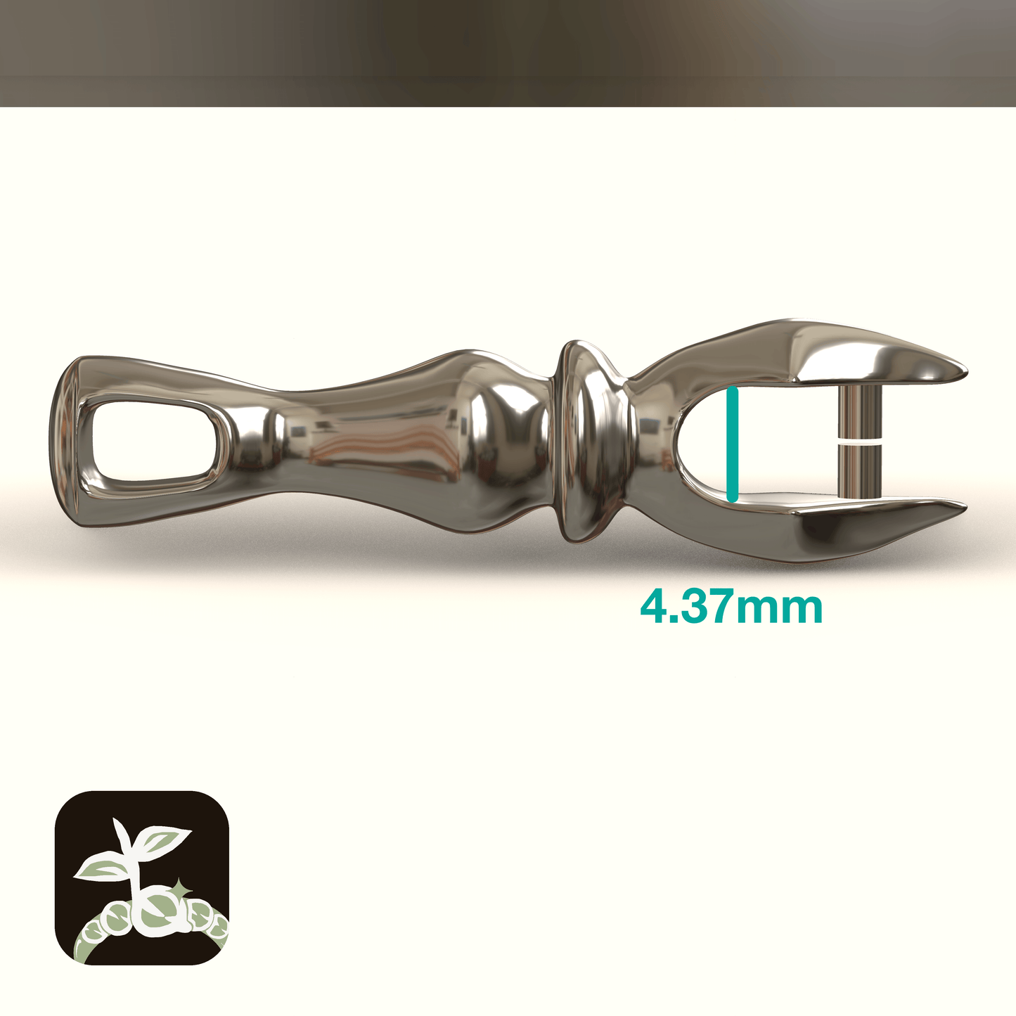 closeup 3d render of the pendant on a white background the inner height of the mounting part of the piece is noted to be 4.37mm tall