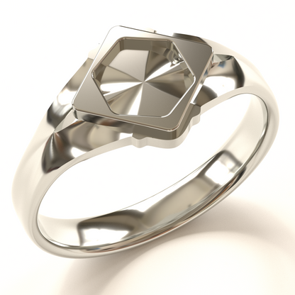 KAMON Style Ring in Sterling Silver - "Sumitate Kaku ni Jinuki Kikkou ni Mitsuboshi"