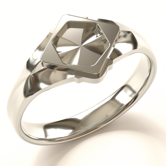 KAMON Style Ring in Sterling Silver - "Sumitate Kaku ni Jinuki Kikkou ni Mitsuboshi"