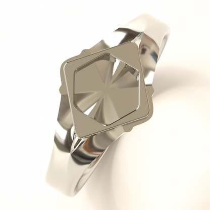 KAMON Style Ring in Sterling Silver - "Sumitate Kaku ni Jinuki Kikkou ni Mitsuboshi"