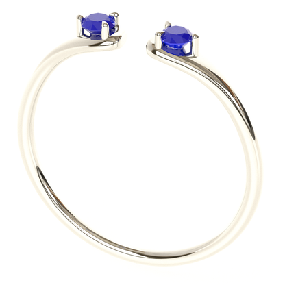 Split Band Twin Gem Design in Sterling Silver (Customisation Available)