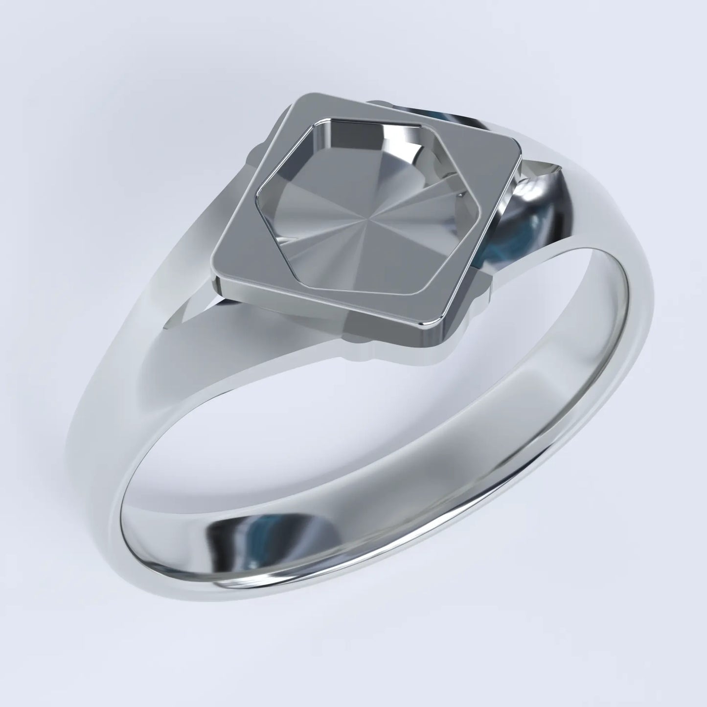 Japanese KAMON Ring in Sterling Silver - "Sumitate Kaku ni Jinuki Kikkou ni Mitsuboshi" Style