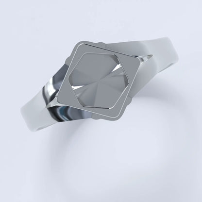 Japanese KAMON Ring in Sterling Silver - "Sumitate Kaku ni Jinuki Kikkou ni Mitsuboshi" Style