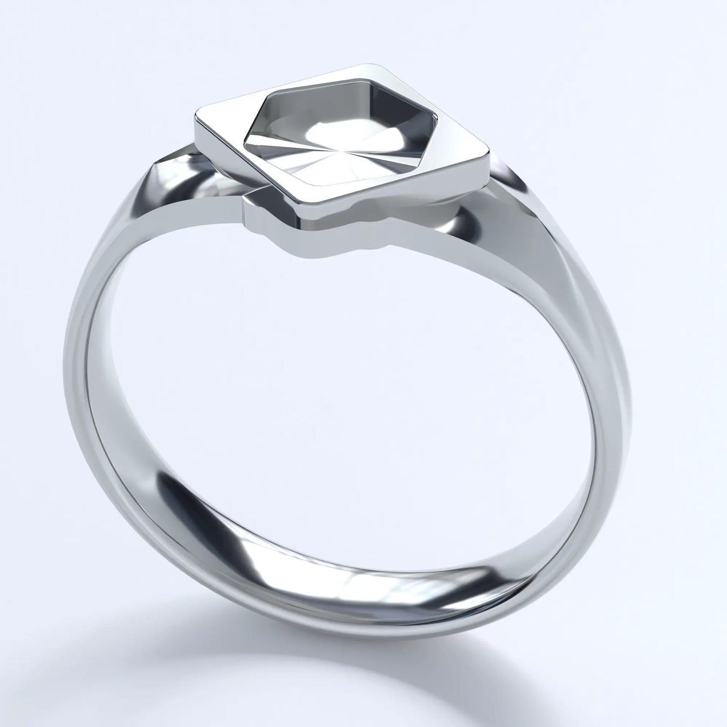 Japanese KAMON Ring in Sterling Silver - "Sumitate Kaku ni Jinuki Kikkou ni Mitsuboshi" Style