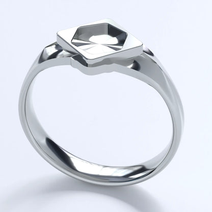 Japanese KAMON Ring in Sterling Silver - "Sumitate Kaku ni Jinuki Kikkou ni Mitsuboshi" Style