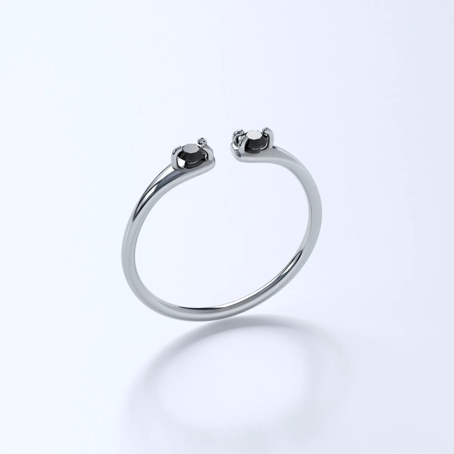 Split Band Twin Gem Design in Sterling Silver