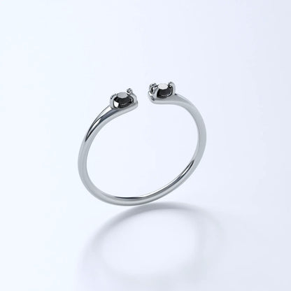 Split Band Twin Gem Design in Sterling Silver