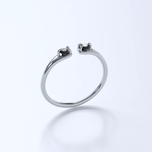 Split Band Twin Gem Design in Sterling Silver