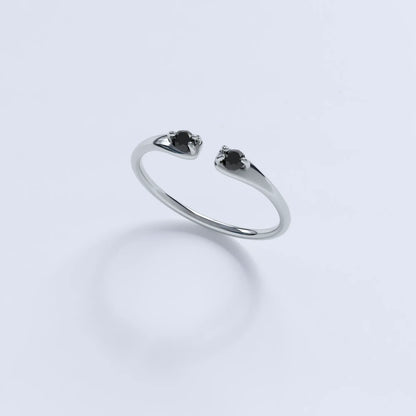 Split Band Twin Gem Design in Sterling Silver