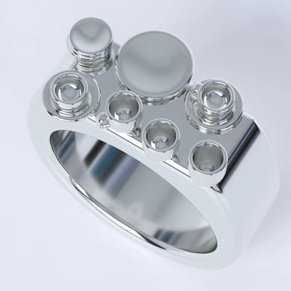 "Cups and Plates Placed Precariously Close to the Edge" Ring in Sterling Silver