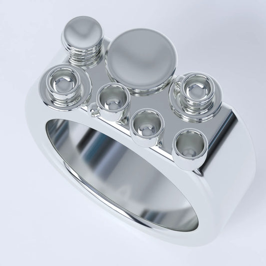 "Cups and Plates Placed Precariously Close to the Edge" Ring in Sterling Silver