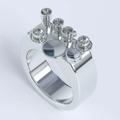 "Cups and Plates Placed Precariously Close to the Edge" Ring in Sterling Silver