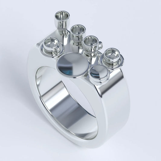 "Cups and Plates Placed Precariously Close to the Edge" Ring in Sterling Silver