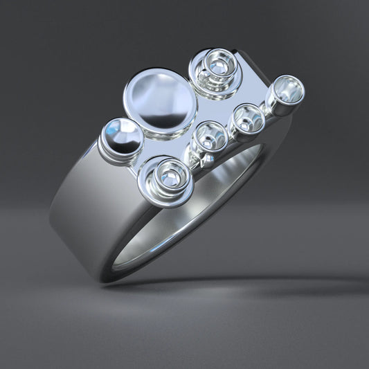 Cups and Plates Placed Precariously Close to the Edge - Ring in Sterling Silver