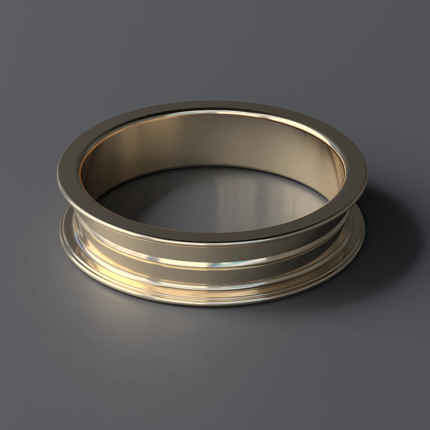 Tyre Ring with 3D Printed "Rubber" Tyre in 14ct Yellow Gold